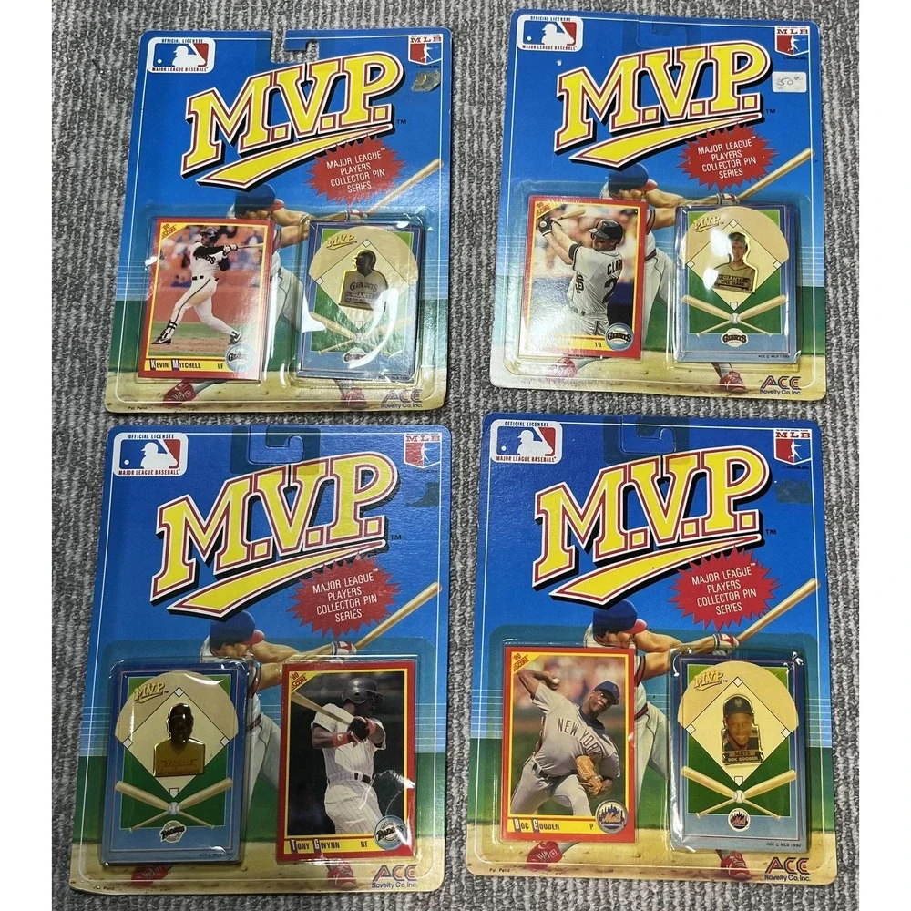 Vintage MLB MVP Pin Button Lot One Size Blue‎ Baseball ACE Novelty 1990 Set